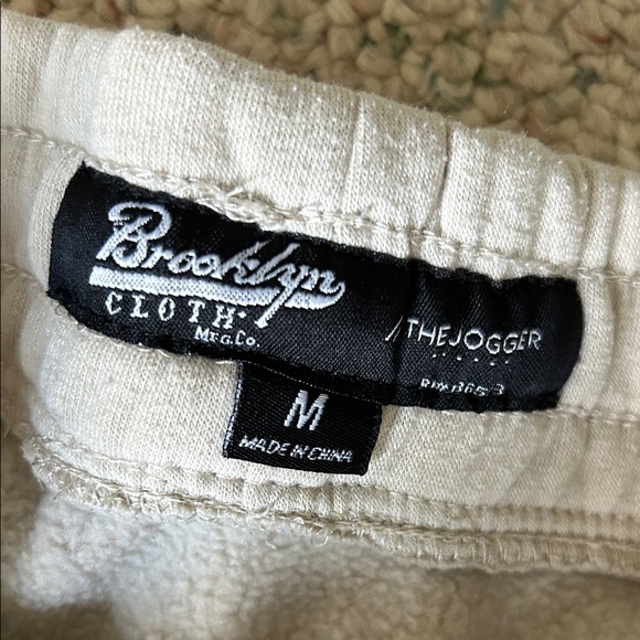 Brooklyn Cloth Mens Joggers - Cream and Gray - Picture 3 of 9